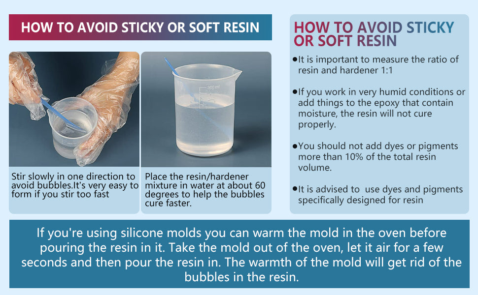 how to avoid sticky or soft resin